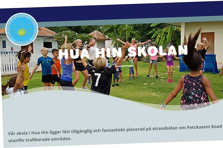 Faksimile: Websiden til Svenska skolan i Hua Hin