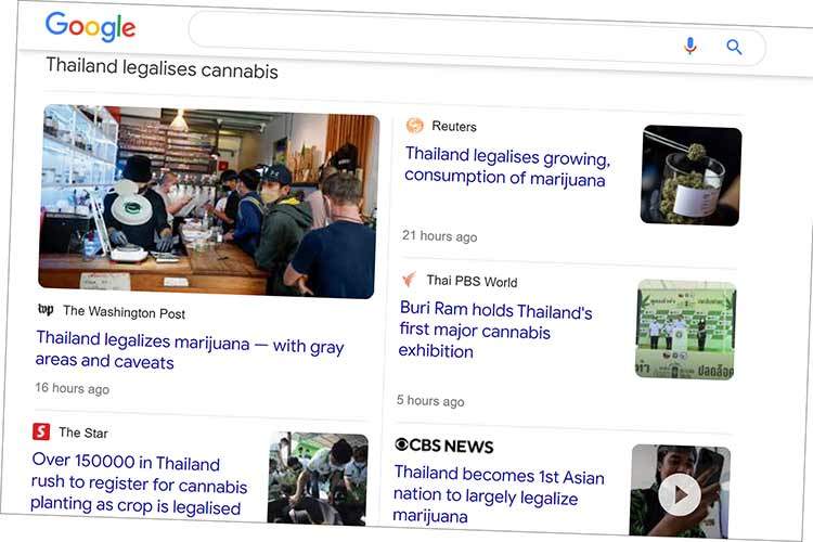 De fleste store mediehus skrev om Thailand og marihuana i dag.