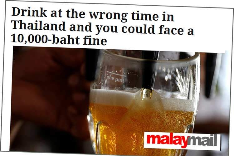 En malaysisk avis er blant en mengde medier som har rapportert om Thailand og alkohollovgivning de siste dagene.