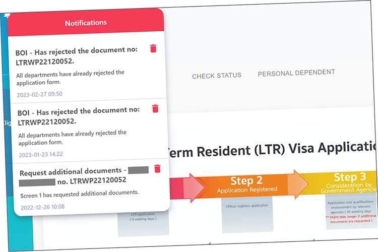 Slik ser et avslag på LTR-visum ut.