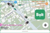 Slik ser det ut når du skal bestille en taxitur med appen Bolt.